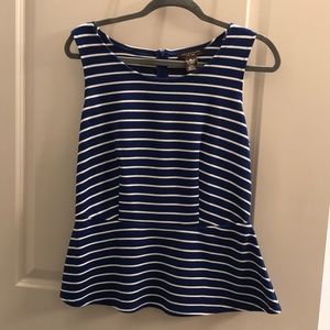 Blue and White Striped Blouse
